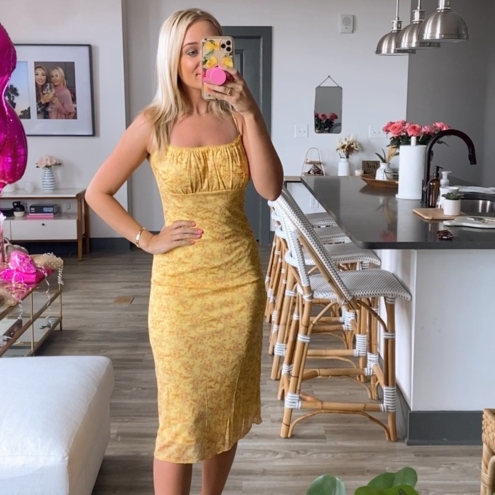 Yellow floral dress worn once